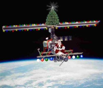Santa on his satellite sleigh